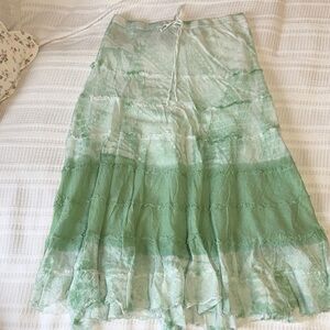 Vintage Chic Green Tie-Dye Maxi Skirt